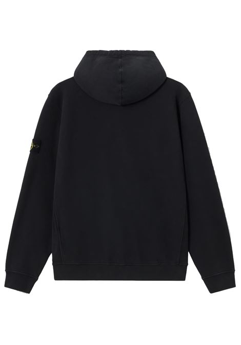 hooded zip cotton fleece sweatshirt man black STONE ISLAND | K2S15 6100067 S0A20V0029